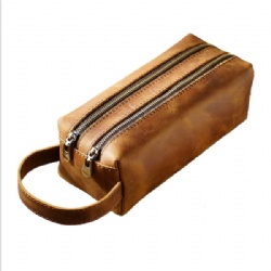 Large Capacity Double-layer Leather Pencil Case