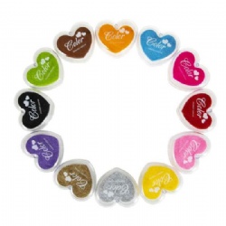 12 Color Heart Shape Craft Ink Pad for Paper,Wood,Fabric