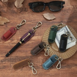 Leather Pen Bag With Keychain